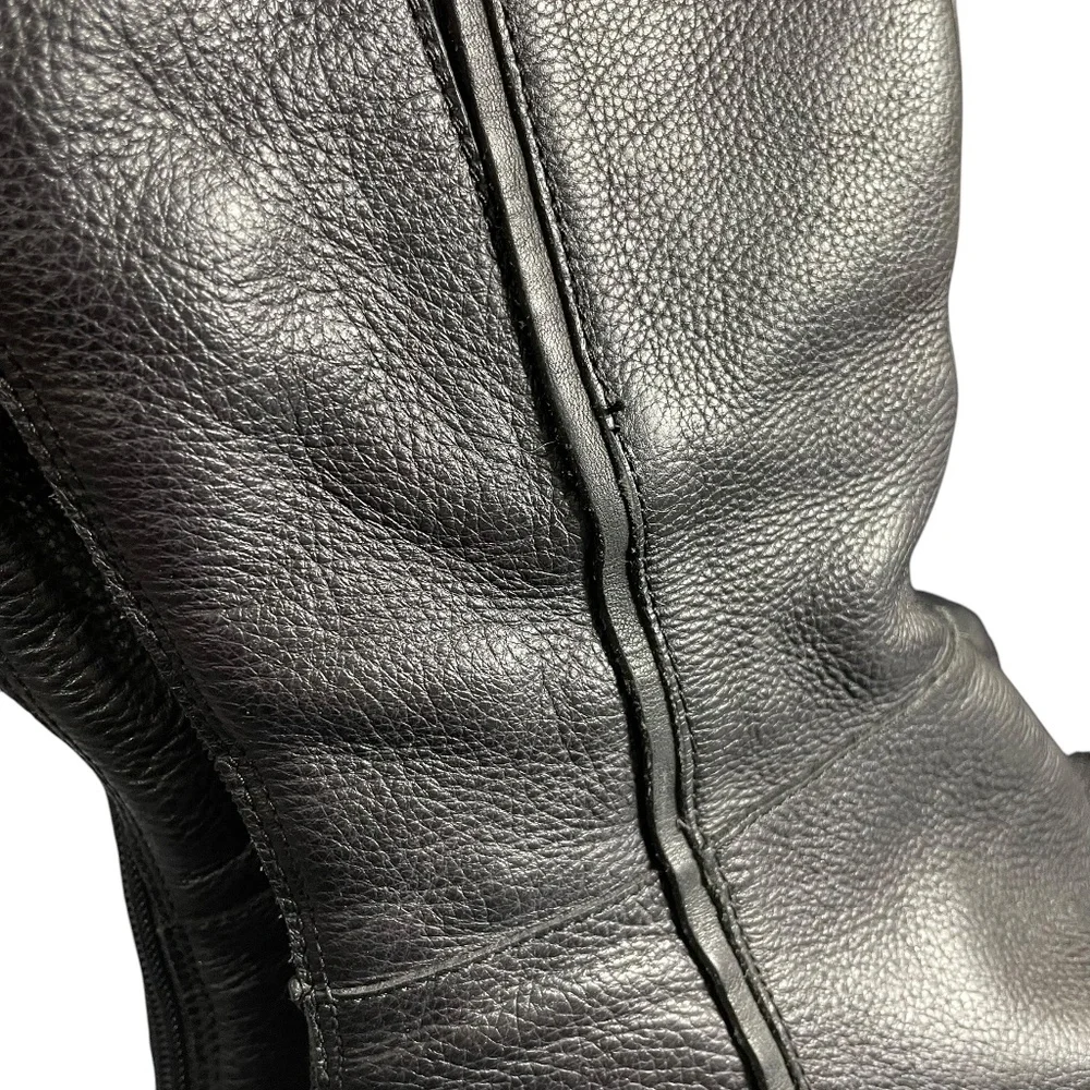 Genuine Leather Riding Boots 4 Louise et Cie Zaya Black Tall Round Toe Classic